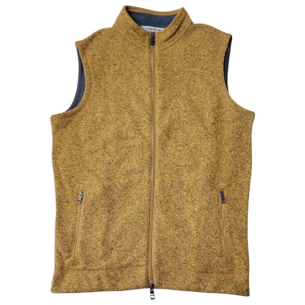 Peter Millar Crown Sweater Warm Fleece Full Zip Vest - Dijon